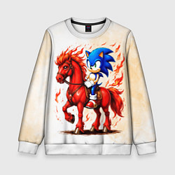 Свитшот детский Соник верхом на коне, цвет: 3D-белый