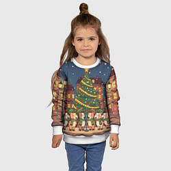 Свитшот детский Новогодний хор лошадок, цвет: 3D-белый — фото 2