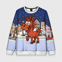 Детский свитшот Веселая красная лошадь 2026