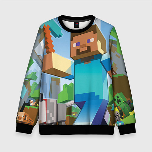Детский свитшот Minecraft World / 3D-Черный – фото 1