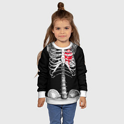 Свитшот детский Скелет с сердцем, цвет: 3D-белый — фото 2