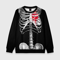 Свитшот детский Скелет с сердцем, цвет: 3D-черный