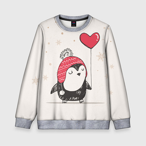 Детский свитшот Влюбленный пингвин / 3D-Меланж – фото 1