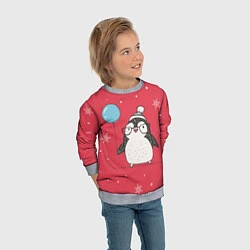 Свитшот детский Влюбленная пингвинка, цвет: 3D-меланж — фото 2
