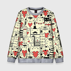 Свитшот детский Любящие котики, цвет: 3D-меланж