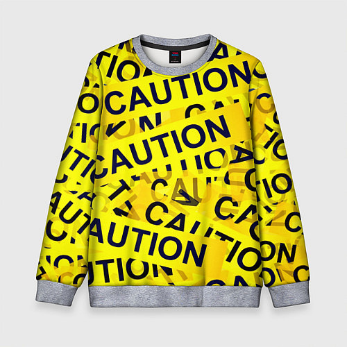 Детский свитшот Caution / 3D-Меланж – фото 1