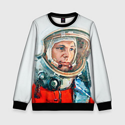 Свитшот детский Гагарин в полете, цвет: 3D-черный