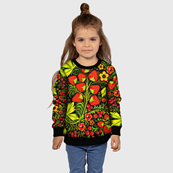 Свитшот детский Хохлома: земляника, цвет: 3D-черный — фото 2
