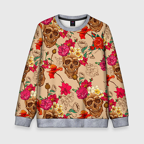 Детский свитшот Черепа в цветах / 3D-Меланж – фото 1