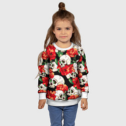 Свитшот детский Черепки и розы, цвет: 3D-белый — фото 2
