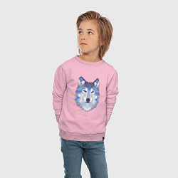 Свитшот хлопковый детский Полигональный волк, цвет: светло-розовый — фото 2