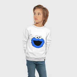 Свитшот хлопковый детский Cookie Monster Face, цвет: белый — фото 2