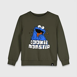 Свитшот хлопковый детский Cookie Monster, цвет: хаки