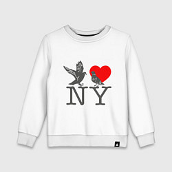 Свитшот хлопковый детский Birds: Love NY, цвет: белый