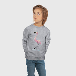 Свитшот хлопковый детский Гордый фламинго, цвет: меланж — фото 2