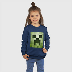 Свитшот хлопковый детский Мinecraft creeper, цвет: тёмно-синий — фото 2