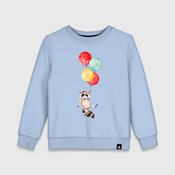 Свитшот хлопковый детский Енот на шариках, цвет: мягкое небо