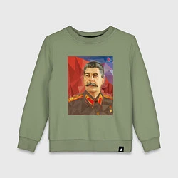 Свитшот хлопковый детский Сталин: полигоны, цвет: авокадо