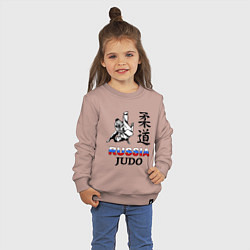 Свитшот хлопковый детский Russia Judo, цвет: пыльно-розовый — фото 2