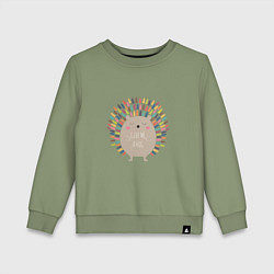 Свитшот хлопковый детский Hedgehog: give me a hug, цвет: авокадо