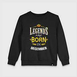 Свитшот хлопковый детский Legends are born in december, цвет: черный