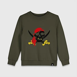 Свитшот хлопковый детский Пиратская футболка, цвет: хаки