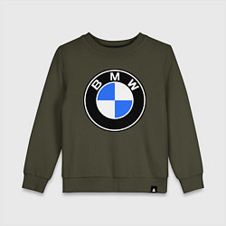 Свитшот хлопковый детский Logo BMW, цвет: хаки