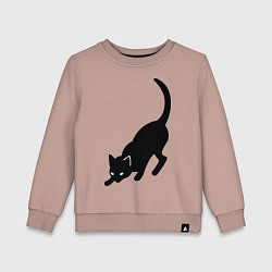 Свитшот хлопковый детский ЧернаяБелая кошечка, цвет: пыльно-розовый