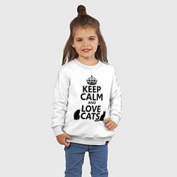 Свитшот хлопковый детский Keep Calm & Love Cats, цвет: белый — фото 2