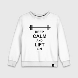 Свитшот хлопковый детский Keep Calm & Lift On, цвет: белый