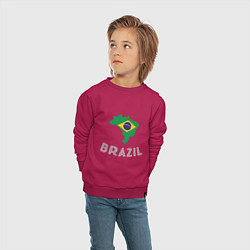 Свитшот хлопковый детский Brazil Country, цвет: маджента — фото 2
