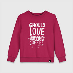 Свитшот хлопковый детский Ghouls Love Coffee, цвет: маджента