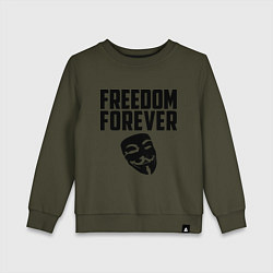 Свитшот хлопковый детский Freedom forever, цвет: хаки