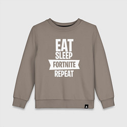 Свитшот хлопковый детский Eat Sleep Fortnite Repeat, цвет: утренний латте