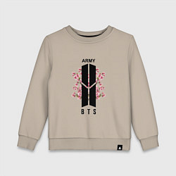 Свитшот хлопковый детский BTS: Army Sakura, цвет: миндальный