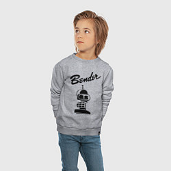 Свитшот хлопковый детский Bender monochrome, цвет: меланж — фото 2