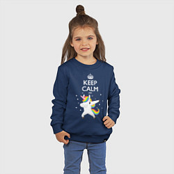 Свитшот хлопковый детский Keep Calm & Dab Unicorn, цвет: тёмно-синий — фото 2