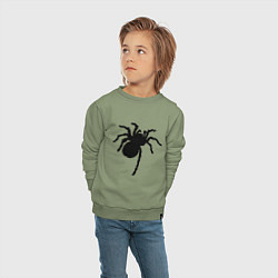 Свитшот хлопковый детский Черный паук, цвет: авокадо — фото 2