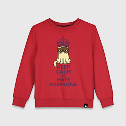 Свитшот хлопковый детский Keep Calm & Hate Everyone, цвет: красный