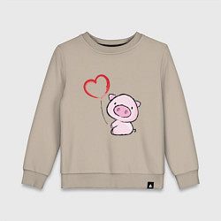 Свитшот хлопковый детский Pig Love, цвет: миндальный