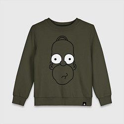 Свитшот хлопковый детский Homer Face, цвет: хаки