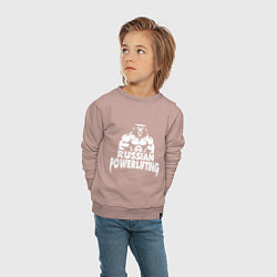 Свитшот хлопковый детский Russian powerlifting, цвет: пыльно-розовый — фото 2