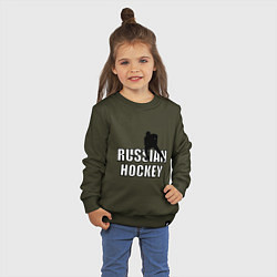 Свитшот хлопковый детский Russian hockey, цвет: хаки — фото 2
