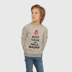 Свитшот хлопковый детский Keep Calm & Hala Madrid, цвет: миндальный — фото 2