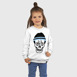Свитшот хлопковый детский Череп велогонщика, цвет: белый — фото 2