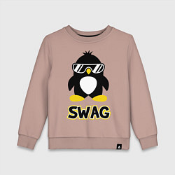 Свитшот хлопковый детский SWAG Penguin, цвет: пыльно-розовый