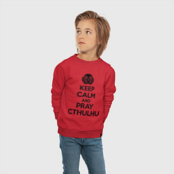 Свитшот хлопковый детский Keep Calm & Pray Cthulhu, цвет: красный — фото 2