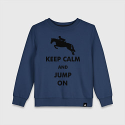 Свитшот хлопковый детский Keep Calm & Jump On, цвет: тёмно-синий