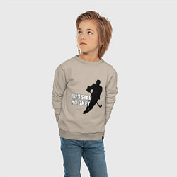 Свитшот хлопковый детский Russian Red Hockey, цвет: миндальный — фото 2