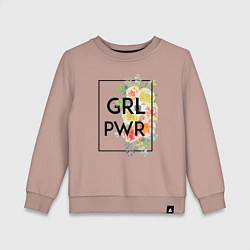 Свитшот хлопковый детский GRL PWR, цвет: пыльно-розовый